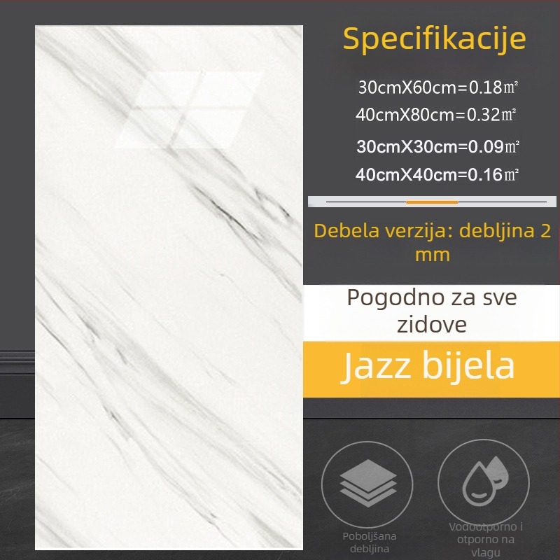 Samoljepljivi zidni dekor s imitacijom mramornih pločica, za kuhinju i kupaonicu, vodootporan