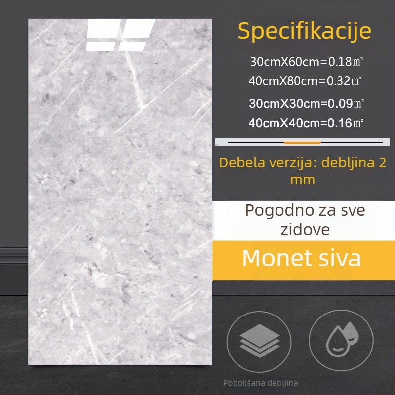 Samoljepljivi zidni dekor s imitacijom mramornih pločica, za kuhinju i kupaonicu, vodootporan