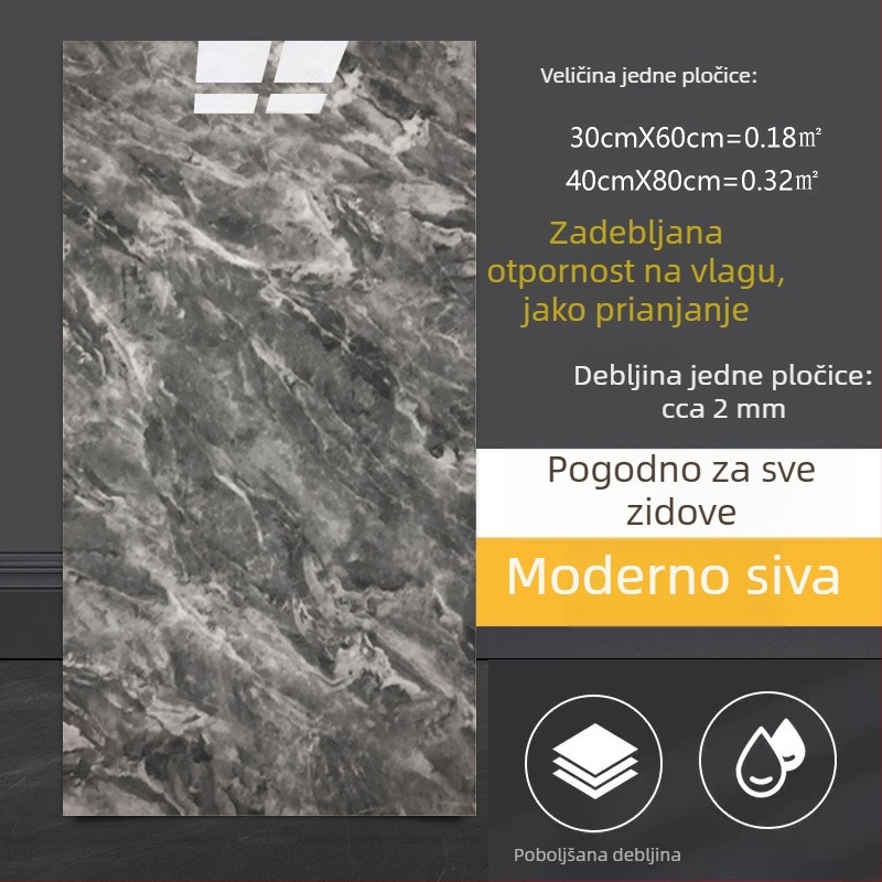 Samoljepljivi zidni dekor s imitacijom mramornih pločica, za kuhinju i kupaonicu, vodootporan