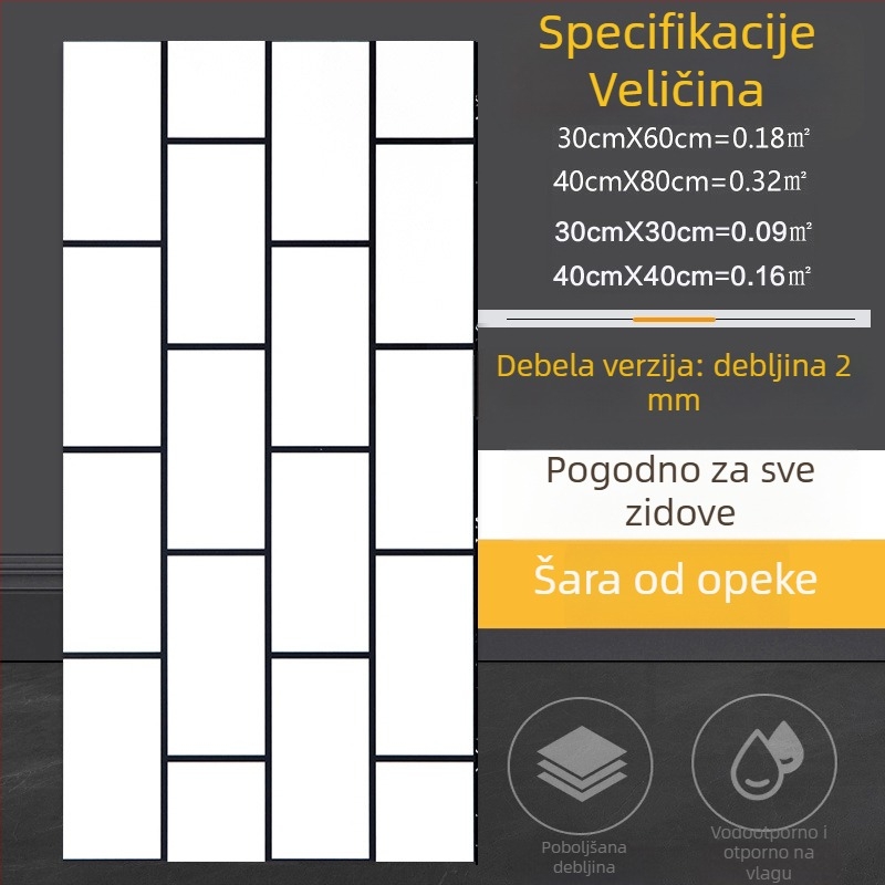 Samoljepljivi zidni dekor s imitacijom mramornih pločica, za kuhinju i kupaonicu, vodootporan