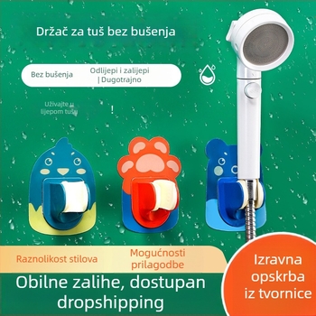 Bez bušenja: podesivi držač za tuš sa naljepnicom za zid, karikatura dizajn, zidni stalak za mop