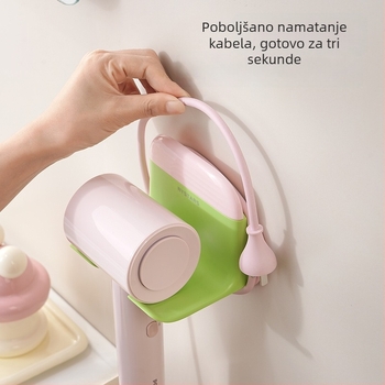 Dopamine držač za sušilo za kosu – dvostruka funkcija, zidni u kupaonici, s pločom za brisanje vode
