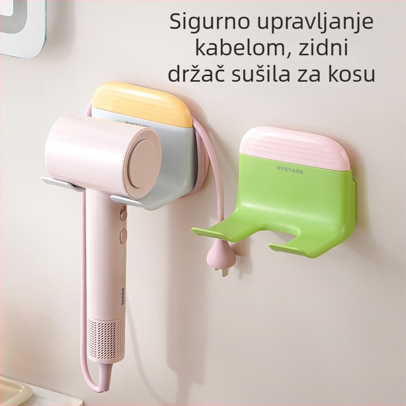 Dopamine držač za sušilo za kosu – dvostruka funkcija, zidni u kupaonici, s pločom za brisanje vode