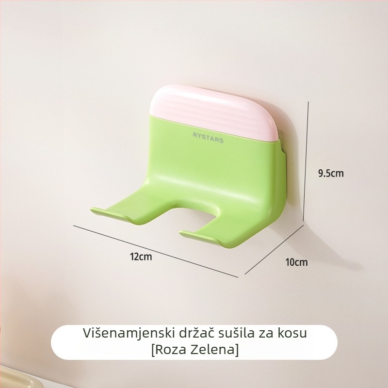 Dopamine držač za sušilo za kosu – dvostruka funkcija, zidni u kupaonici, s pločom za brisanje vode