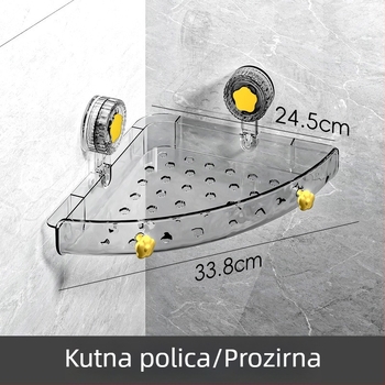 Kutni zidni organizator za kupaonicu od PET-a, bez bušenja, s usisnom čašom
