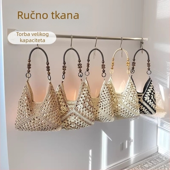 2026 nova ručno tkana luksuzna crossbody torba za žene, tote torba velikog kapaciteta za odmor