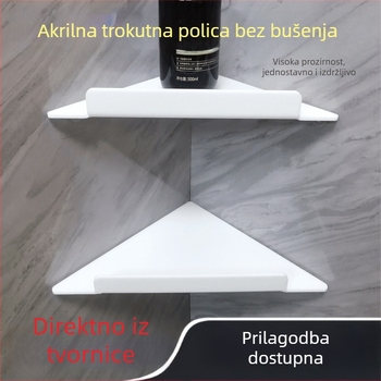 Akrilni kutni zidni regal za kupaonicu, bez bušenja
