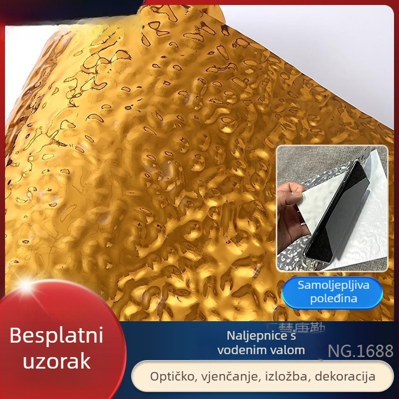Samoljepljiva zidna naljepnica s vodnim valovima i ogledalom, imitacija nehrđajućeg čelika, dekor za vjenčanje