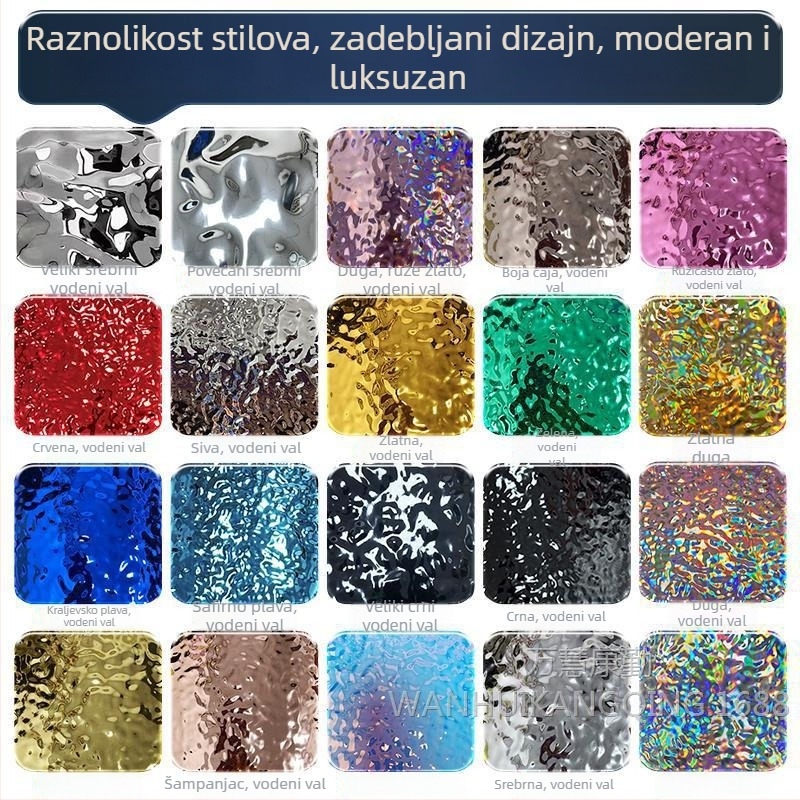 Samoljepljiva zidna naljepnica s vodnim valovima i ogledalom, imitacija nehrđajućeg čelika, dekor za vjenčanje