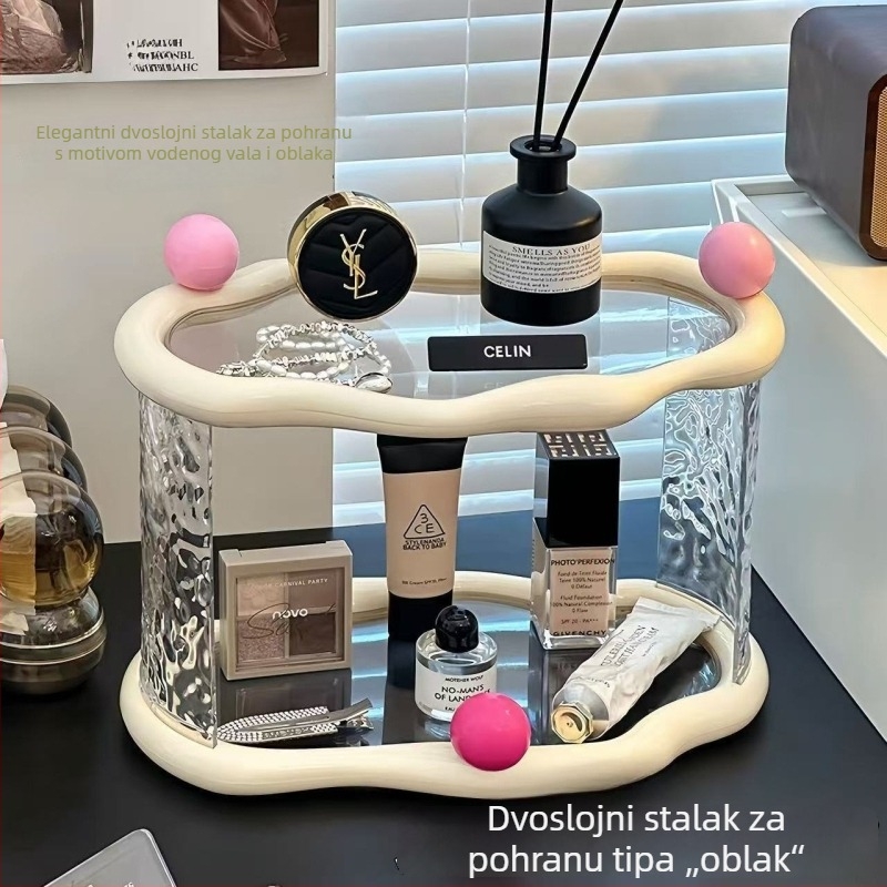 Elegantni stolni organizator za odlaganje čaša, ulaznog prostora i kupaonice – parfemi, njega kože i kozmetika