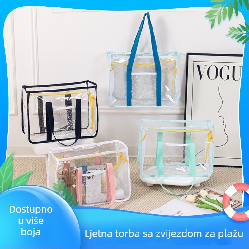 Torba za plažu velike kapacitete, prozirni PVC organizator za kozmetiku i potrepštine za kupanje, vodootporna torba