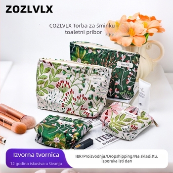 Torbica za šminku od platna velike kapacitete za žene, prijenosna kozmetička torbica sa zatvaračem