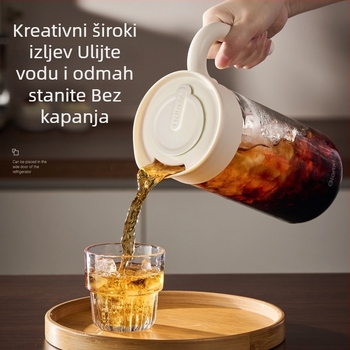 Staklena posuda za hladno pripremu kave, velika zapremina, otporna na visoke temperature, za čaj, voćne napitke i hladna pića