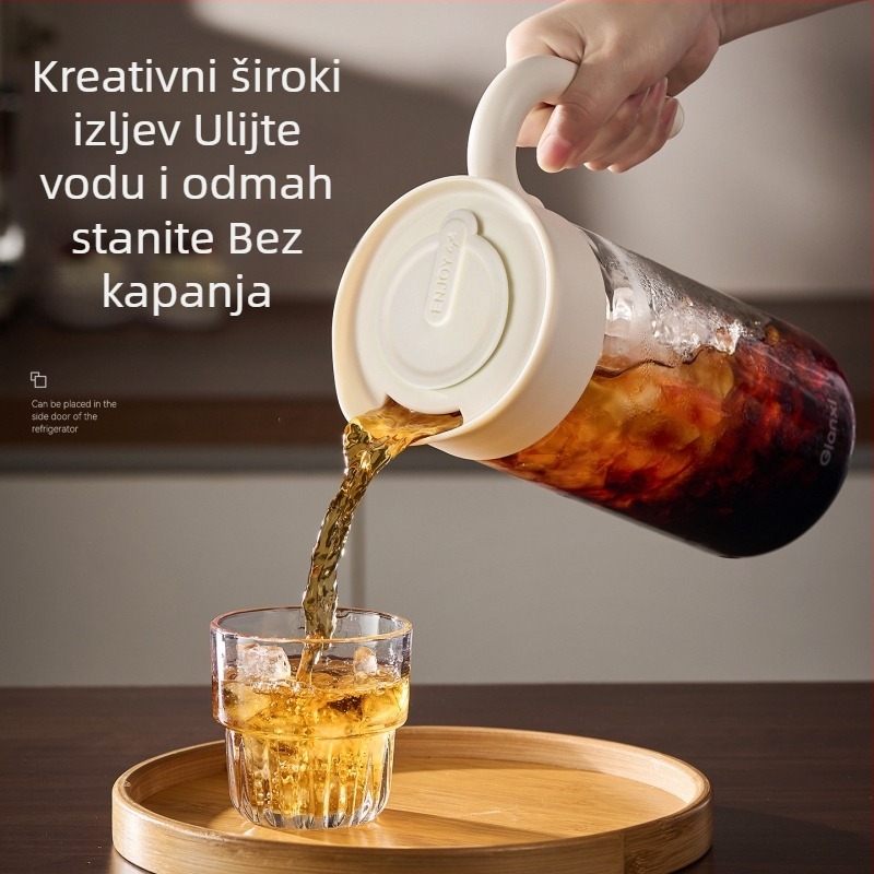 Staklena posuda za hladno pripremu kave, velika zapremina, otporna na visoke temperature, za čaj, voćne napitke i hladna pića