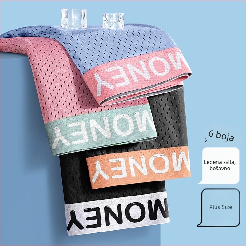 Muške bokserice od Ice Silk mreže, udobne i prozračne, srednji pojas, bez šavova