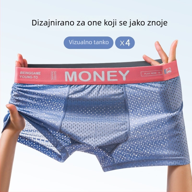 Muške bokserice od Ice Silk mreže, udobne i prozračne, srednji pojas, bez šavova