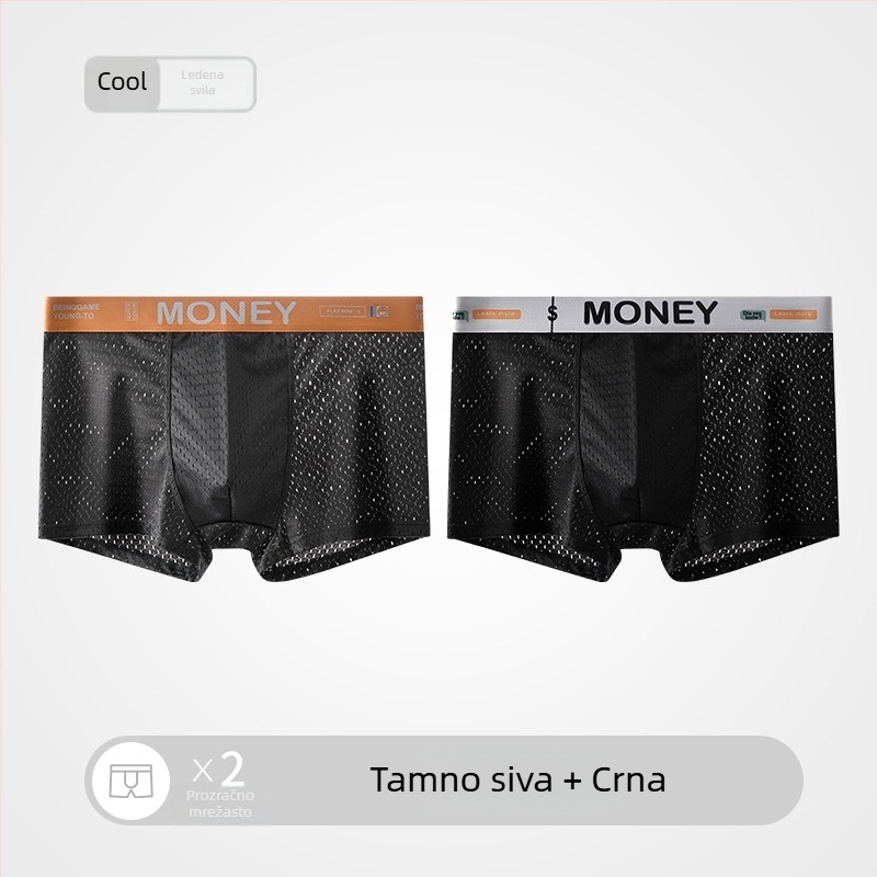 Muške bokserice od Ice Silk mreže, udobne i prozračne, srednji pojas, bez šavova