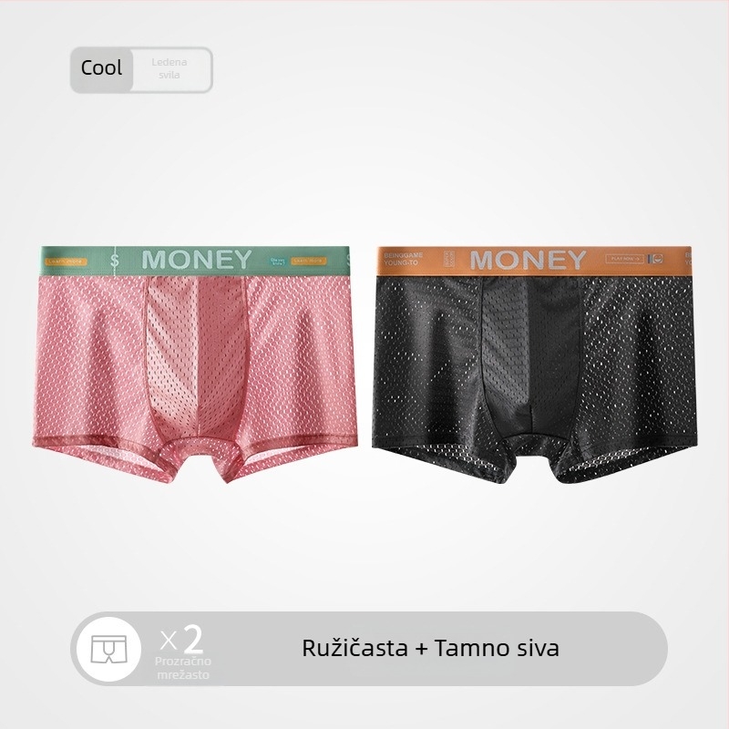 Muške bokserice od Ice Silk mreže, udobne i prozračne, srednji pojas, bez šavova