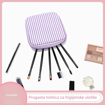 Šarena prijenosna torbica za pohranu higijenskih uloška i kozmetike, velika kapaciteta za putovanja, izvezeni prugasti uzorci