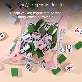 Prilagođena vodootporna kozmetička torbica s izšivanim slovima Mahjong, PVC, velika kapaciteta za putnu kozmetiku. Dostupno u zelenoj, ružičastoj, ljubičastoj i ružičasto crvenoj.