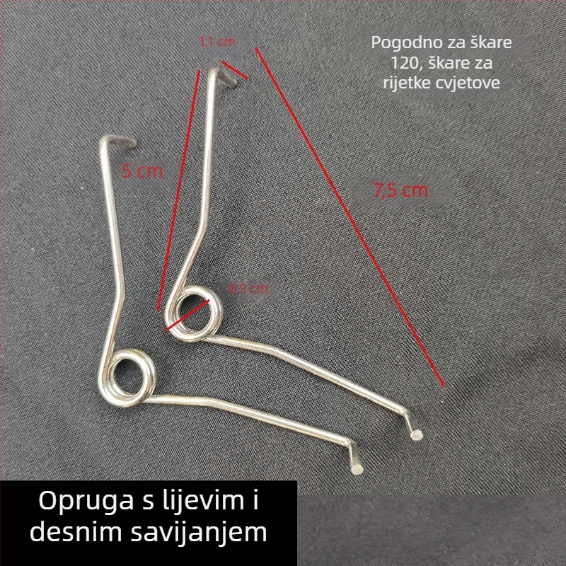 Željezne opruge za škarice za rezanje grančica, V‑oblike opruge (lijeva i desna), pribor za opruge