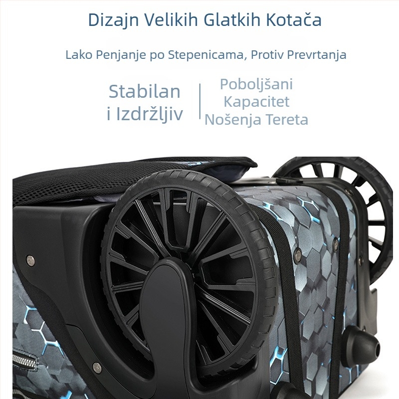 Ruksak na kotačićima za putovanja i školu, unisex, 20–35 L, Oxford tkanina, teleskopska ručka