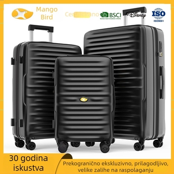 PC kofer velike kapacitete za poslovna putovanja, 20/24/28 inča, proširiv, otporan na habanje, TSA brava, 360° kotači, unisex, model M20, unutarnja poliesterska presvlaka s prugama, retro stil