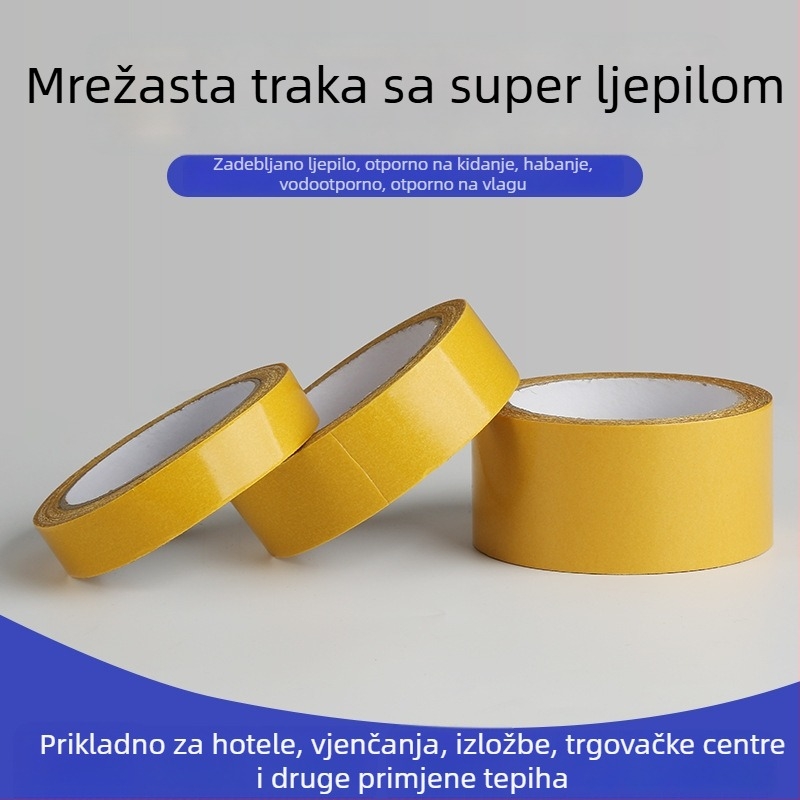 Yingchen tkaninska dvostruka ljepiljiva traka za spajanje tepiha i poda, prozirna, vodootporna i otporna na visoke temperature, dvostrano ljepiljiva, dužine 10 m, debljina 1 mm, širina 2–5 cm