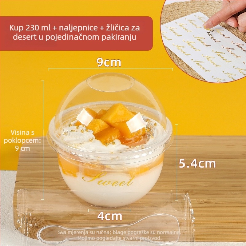 Plastična jednokratna čašica za puding, 300 ml, oblik 90U, pogodna za mliječni čaj i deserte