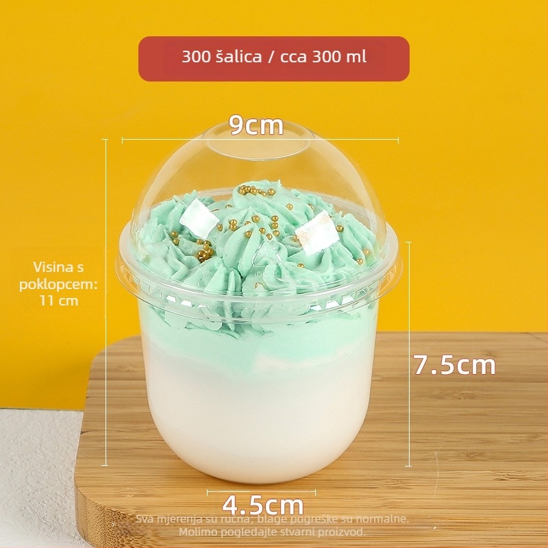 Plastična jednokratna čašica za puding, 300 ml, oblik 90U, pogodna za mliječni čaj i deserte