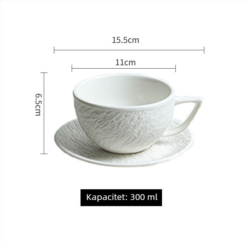 Keramički set šalice za kavu i podmetač, minimalistički jednofarbni dizajn, lagani dojam luksuza, za doručak i poslijepodnevni čaj
