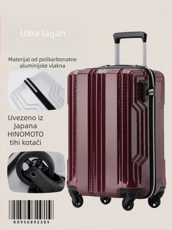 Ultra lagan kofer od polikarbonatno-aluminijskog vlakna, tihih 360° okretnih kotačića, TSA kombinacijska brava, putni kofer za muškarce i žene