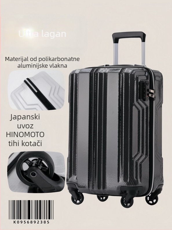 Ultra lagan kofer od polikarbonatno-aluminijskog vlakna, tihih 360° okretnih kotačića, TSA kombinacijska brava, putni kofer za muškarce i žene
