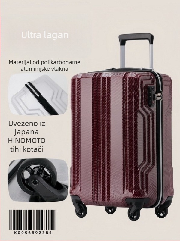 Ultra lagan kofer od polikarbonatno-aluminijskog vlakna, tihih 360° okretnih kotačića, TSA kombinacijska brava, putni kofer za muškarce i žene