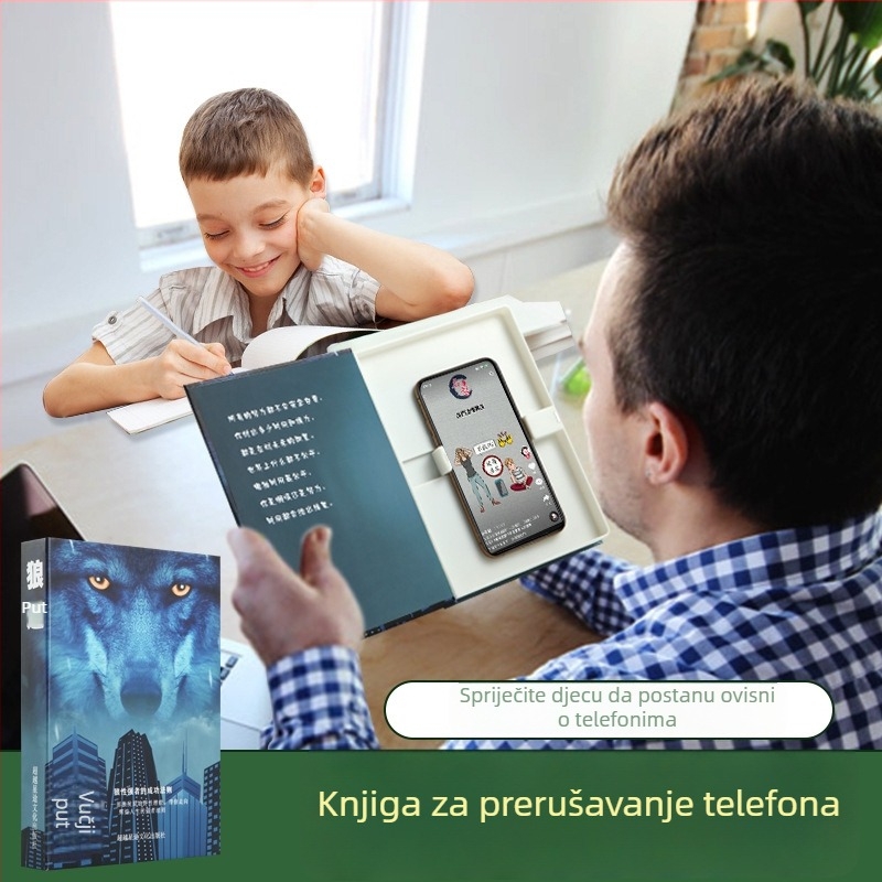 Držač za telefon u obliku knjige sa skrivenim pretincem, maskiran kao realistična knjiga, prilagodljiva korica