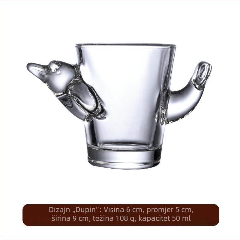 Set staklenih čaša u obliku morske kornjače: mini čaša za bijelo vino 50 ml i čaša za espresso s smeđim medvjedom
