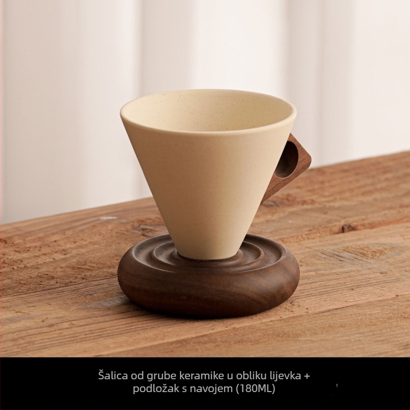 Set šalice za kavu i tanjurić od porculana Terracotta Ivory White, retro stil, za kućnu i poslovnu upotrebu