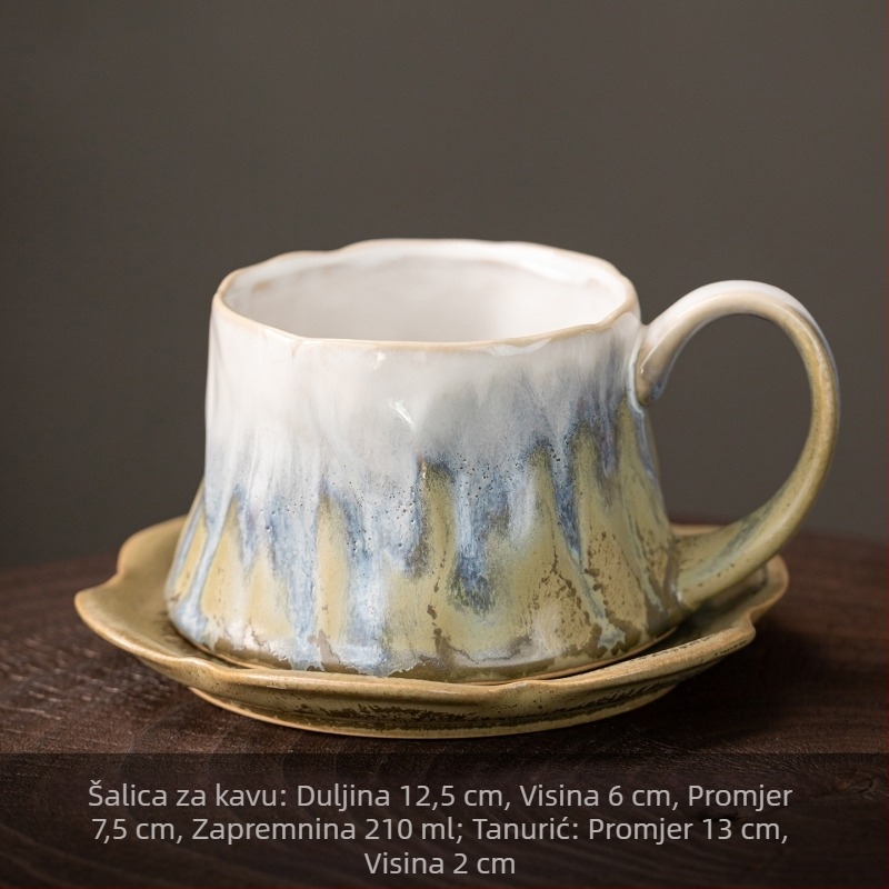 Set šalica za kavu i podmetača u laganom luksuznom retro stilu s keramičkom glazurom, za kućnu upotrebu, latte art šalice