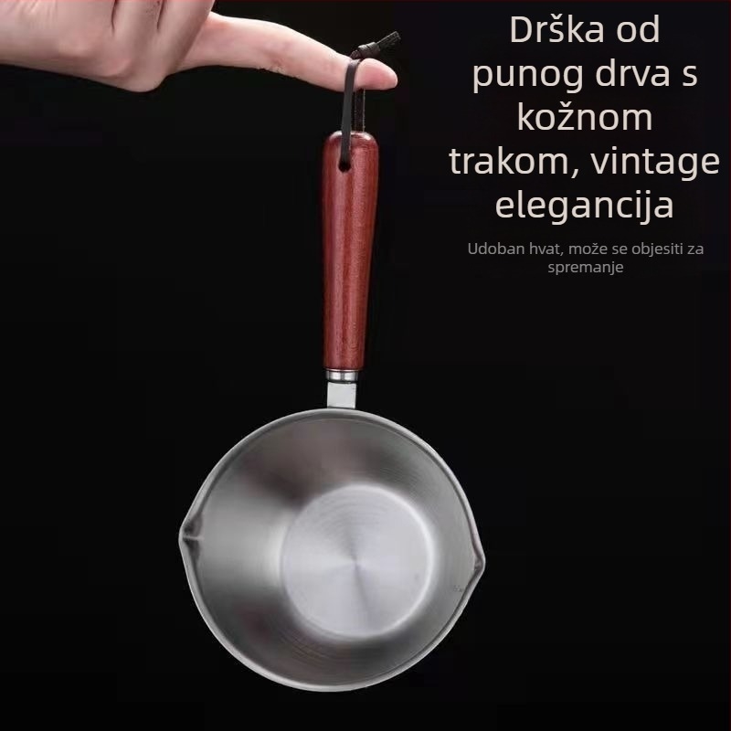 Lonac od nehrđajućeg čelika za prelijevanje ulja s mjernom žlicom, mali višenamjenski kuhinjski lonac za vruće ulje i prženje