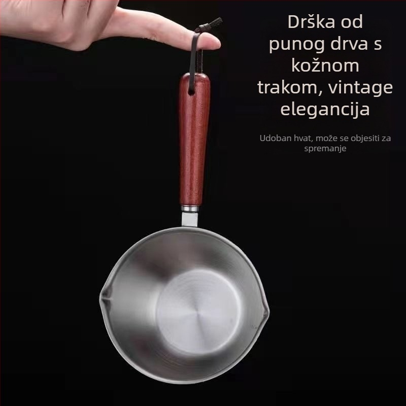 Lonac od nehrđajućeg čelika za prelijevanje ulja s mjernom žlicom, mali višenamjenski kuhinjski lonac za vruće ulje i prženje