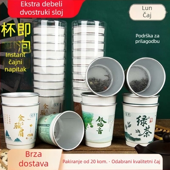 Jednokratne papirnate čaše s dvostrukim slojem aluminijske folije za izolaciju, s čajnom šalicom, 10 komada, kapacitet 201–300 ml