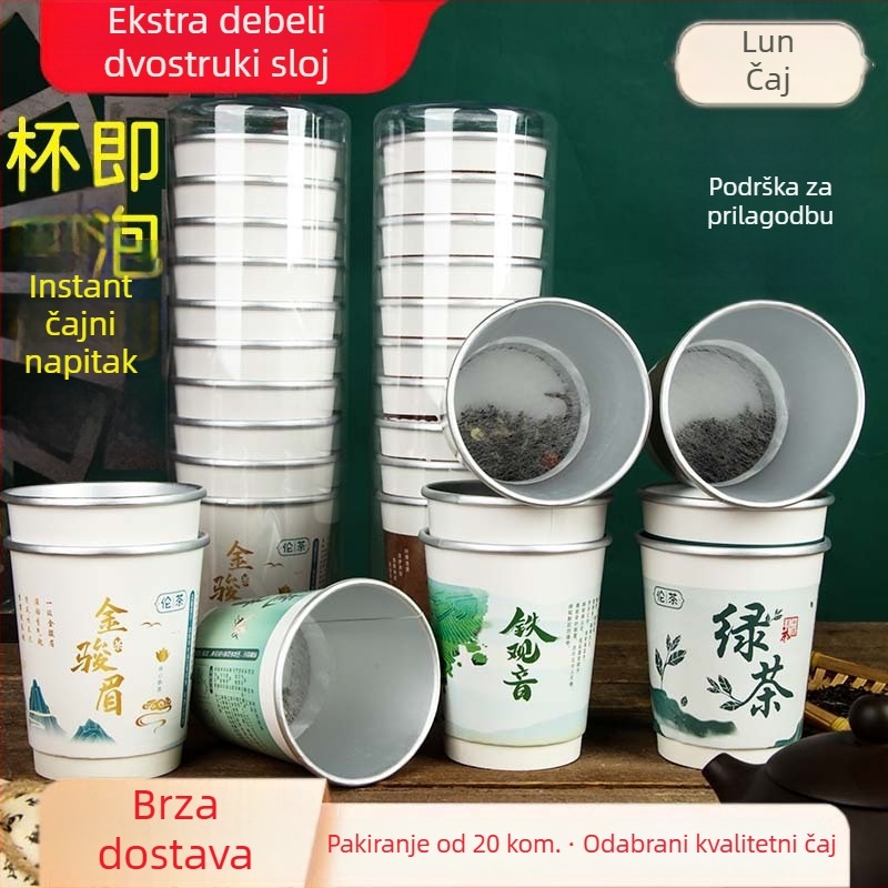 Jednokratne papirnate čaše s dvostrukim slojem aluminijske folije za izolaciju, s čajnom šalicom, 10 komada, kapacitet 201–300 ml