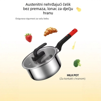 Lonac za mlijeko od 304 nehrđajućeg čelika, bez premaza, za prehranu beba i instant rezance, s nožem za guljenje