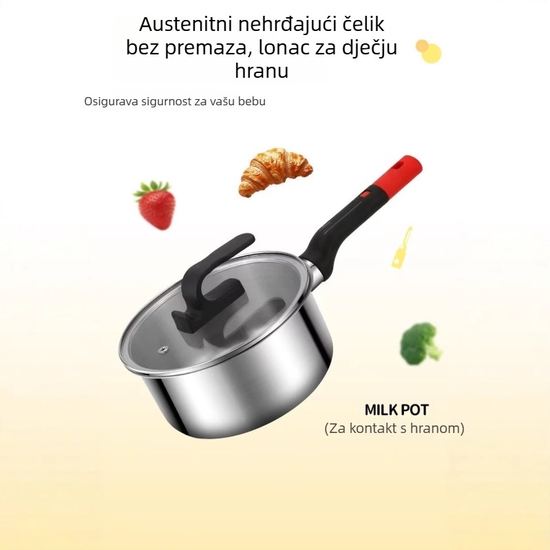 Lonac za mlijeko od 304 nehrđajućeg čelika, bez premaza, za prehranu beba i instant rezance, s nožem za guljenje