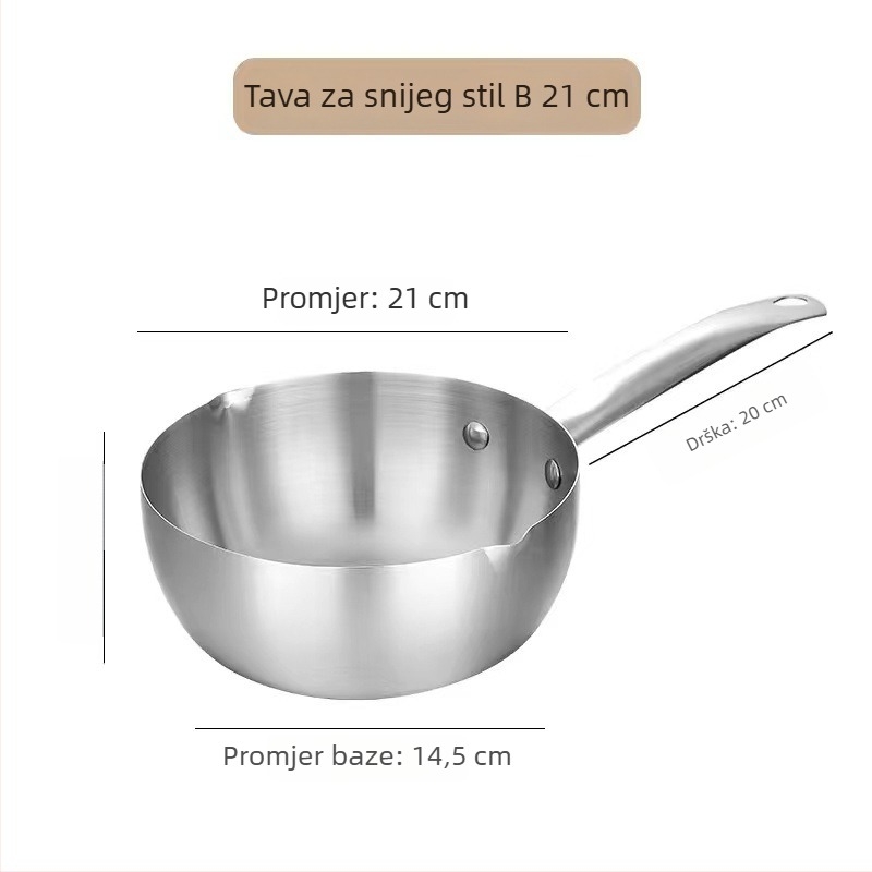 Yukihira tigan od nehrđajućeg čelika, japanskog stila, ekstra debele, za ramen, kompatibilan s plinom i indukcijom, drška od drveta, bez premaza
