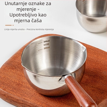 300 ml mini lonac za ulje sa skalom, zlatna mjernička žlica, zagrijavajući nehrđajući čelik mjerni šalice za kuhinju