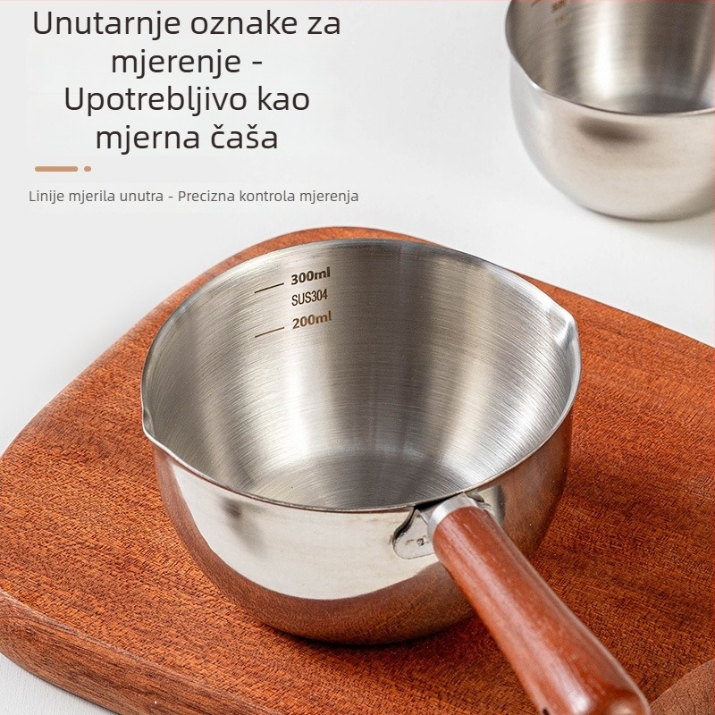 300 ml mini lonac za ulje sa skalom, zlatna mjernička žlica, zagrijavajući nehrđajući čelik mjerni šalice za kuhinju