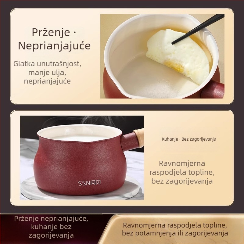 Keramična posuda za mlijeko s neprišljavajućim premazom, pogodna za zagrijavanje mlijeka i mliječnog čaja, mala posuda za dječju hranu, kompatibilna s indukcijskim pločama