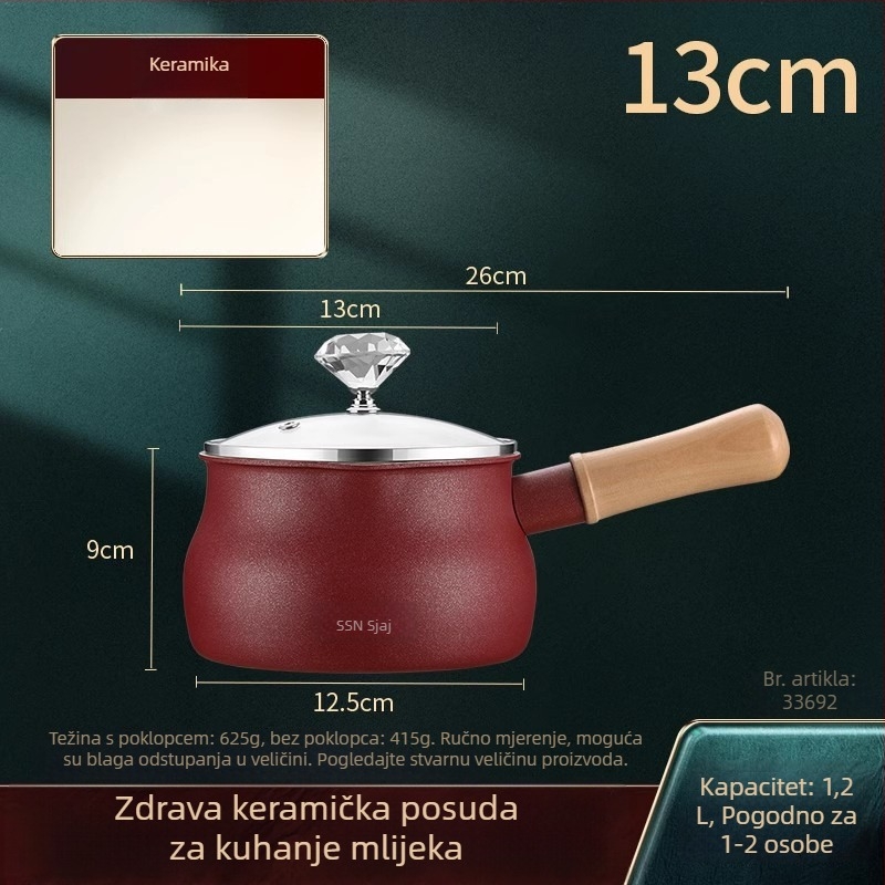 Keramična posuda za mlijeko s neprišljavajućim premazom, pogodna za zagrijavanje mlijeka i mliječnog čaja, mala posuda za dječju hranu, kompatibilna s indukcijskim pločama