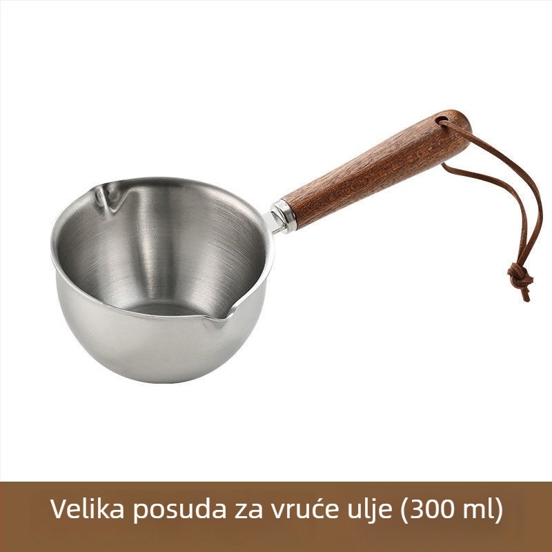 Višestruki lonac za vruće ulje od nehrđajućeg čelika 304, mali lonac za mlijeko s izljevom ulja i žličicom za začine